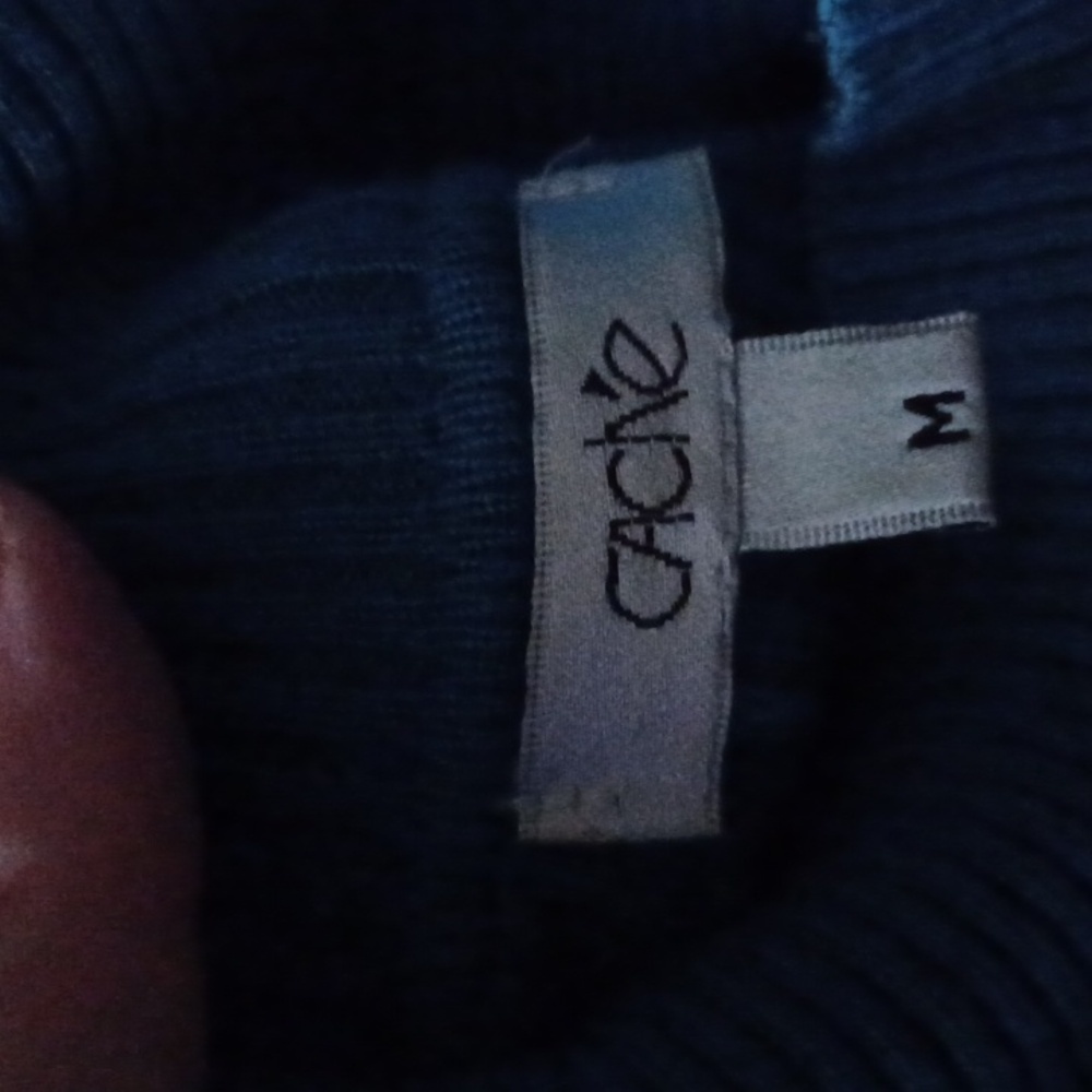 -- Cache Blue Ribbed Knit Top - Picture 6 of 10